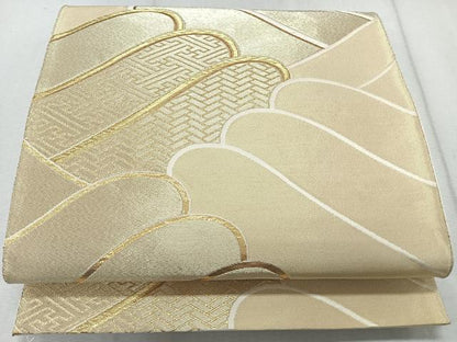 平和屋着物◎六通柄袋帯 唐織 立波文 金糸 正絹 逸品 CAAR1989nb