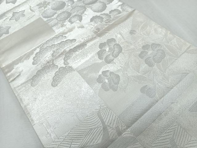 平和屋着物◎六通柄袋帯　色紙飛鶴花文　銀糸　正絹　逸品　CAAR1997nb
