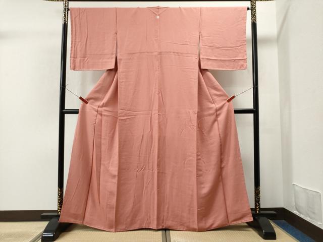平和屋着物●上質な色無地　珊瑚色　正絹　逸品　未使用　CAAR2009yc