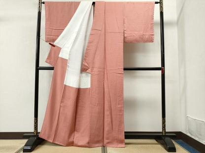 平和屋着物●上質な色無地　珊瑚色　正絹　逸品　未使用　CAAR2009yc