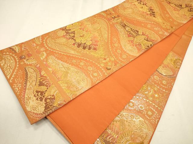 平和屋着物◎六通柄袋帯 吉祥花文 金糸 正絹 逸品 CAAR3659ft