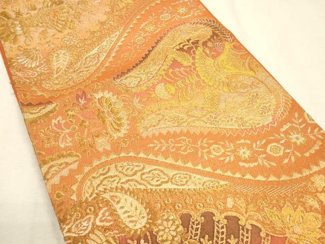 平和屋着物◎六通柄袋帯 吉祥花文 金糸 正絹 逸品 CAAR3659ft