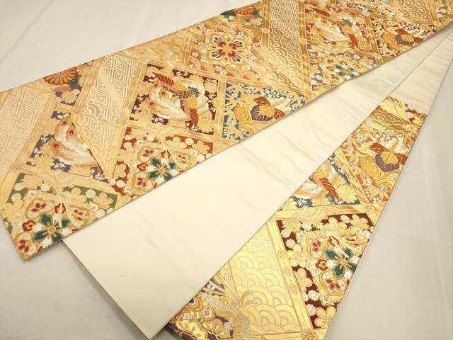 平和屋着物◎六通柄袋帯　唐織　天井鳳凰舞花文　金銀糸　正絹　逸品　CAAR3970ft