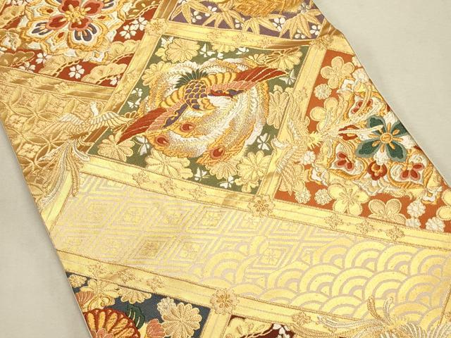 平和屋着物◎六通柄袋帯　唐織　天井鳳凰舞花文　金銀糸　正絹　逸品　CAAR3970ft