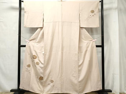 平和屋着物■上質な紬 刺繍 吹き寄せ花文 金彩 正絹 逸品 CAAR4594ev