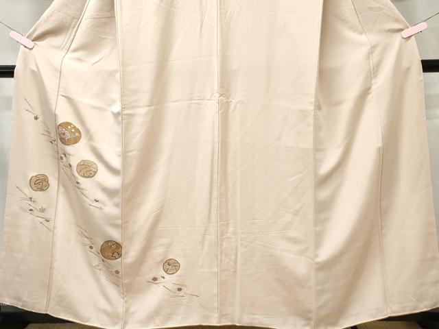 平和屋着物■上質な紬 刺繍 吹き寄せ花文 金彩 正絹 逸品 CAAR4594ev