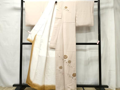 平和屋着物■上質な紬 刺繍 吹き寄せ花文 金彩 正絹 逸品 CAAR4594ev