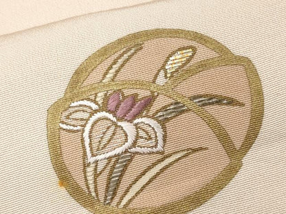 平和屋着物■上質な紬 刺繍 吹き寄せ花文 金彩 正絹 逸品 CAAR4594ev