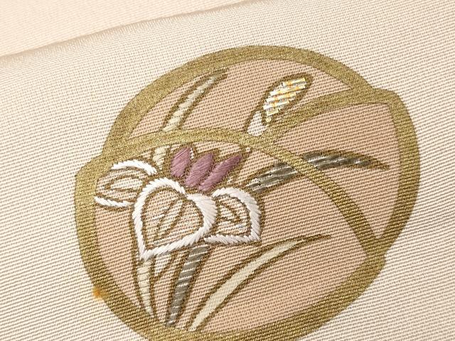 平和屋着物■上質な紬 刺繍 吹き寄せ花文 金彩 正絹 逸品 CAAR4594ev
