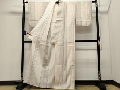 平和屋着物▽上質な紬 単衣 吉祥間道 正絹 逸品 CAAR4907ut