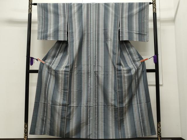 平和屋着物▽上質な紬 単衣 縞 正絹 逸品 未使用 CAAR4910ut