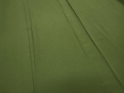 平和屋着物▽上質な色無地 単衣 草色 正絹 逸品 CAAR4911ut