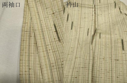 平和屋着物▽ぜんまい紬 単衣 吉祥間道 正絹 逸品 CAAR4912ut