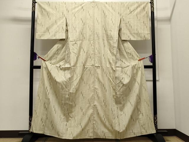 平和屋着物▽ぜんまい紬 単衣 吉祥間道 正絹 逸品 CAAR4912ut