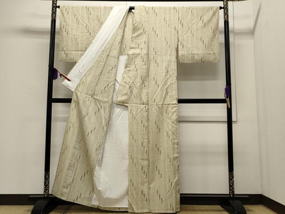 平和屋着物▽ぜんまい紬 単衣 吉祥間道 正絹 逸品 CAAR4912ut