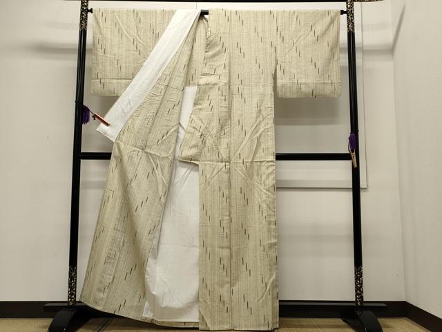 平和屋着物▽ぜんまい紬 単衣 吉祥間道 正絹 逸品 CAAR4912ut