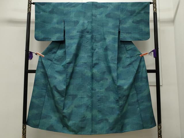 平和屋着物▽上質な紬 単衣 霞文 正絹 逸品 CAAR4919ut