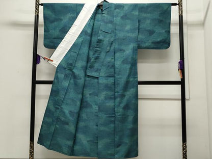 平和屋着物▽上質な紬 単衣 霞文 正絹 逸品 CAAR4919ut