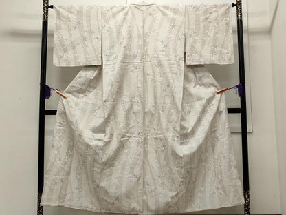 平和屋着物▽上質な紬　単衣　枝花文　正絹　逸品　CAAR4920ut