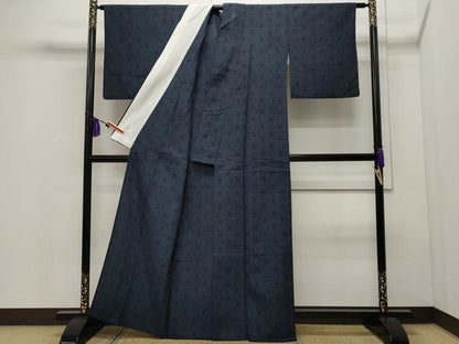 平和屋着物▽本塩沢 単衣 麻の葉文様 正絹 逸品 CAAR4958ut