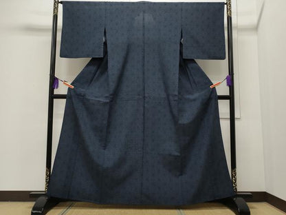平和屋着物▽本塩沢 単衣 麻の葉文様 正絹 逸品 CAAR4958ut