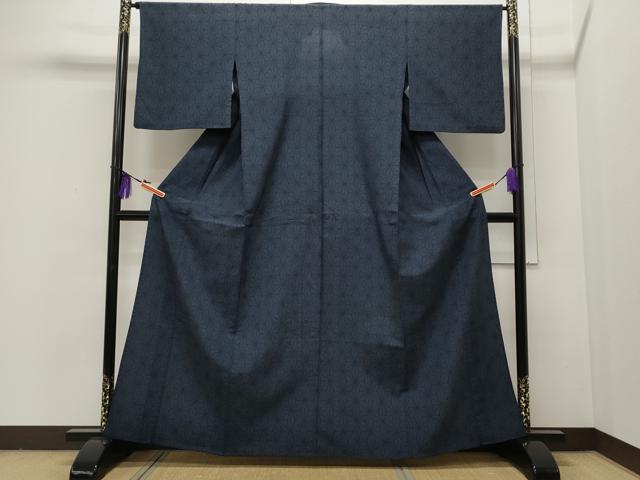 平和屋着物▽本塩沢 単衣 麻の葉文様 正絹 逸品 CAAR4958ut
