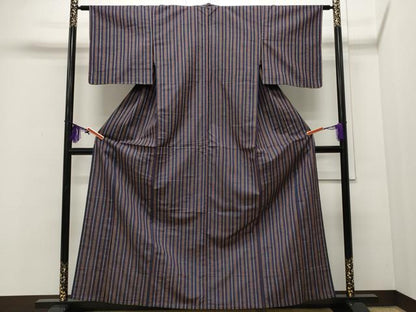 平和屋着物▽上質な紬 単衣 間道 正絹 逸品 CAAR4959ut