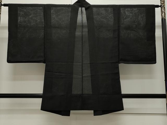 平和屋着物▽男性　羽織　スリーシーズン　春夏秋　塵除け　絽縮緬　蝋色　正絹　逸品　CAAR5093ut