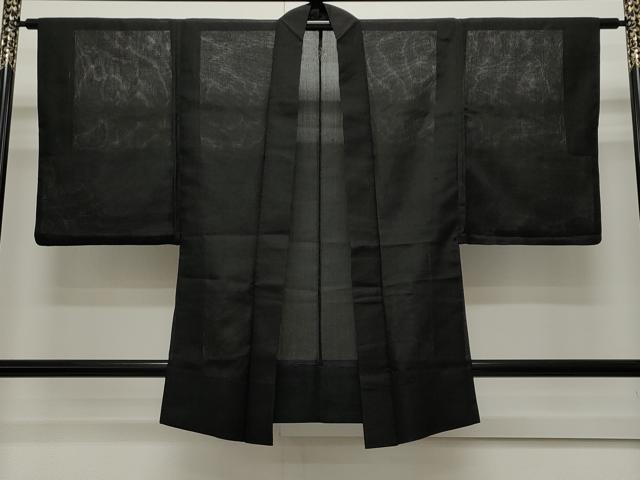 平和屋着物▽男性　羽織　スリーシーズン　春夏秋　塵除け　絽縮緬　蝋色　正絹　逸品　CAAR5093ut