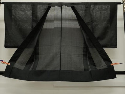 平和屋着物▽男性　羽織　スリーシーズン　春夏秋　塵除け　絽縮緬　蝋色　正絹　逸品　CAAR5093ut