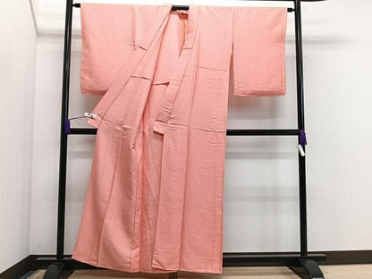 平和屋着物▽上質な色無地 単衣 珊瑚朱色 正絹 逸品 未使用 CAAR5998xi