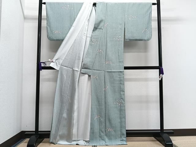 平和屋着物▽小紋 単衣 枝花文 洗える着物 CAAR5999xi