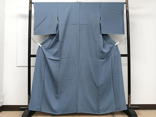 平和屋着物▽上質な色無地 単衣 作家物 薄群青色 正絹 逸品 CAAR6223kb