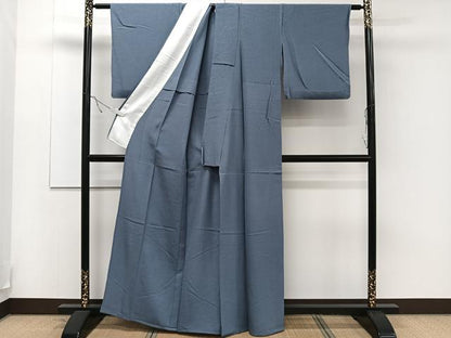 平和屋着物▽上質な色無地 単衣 作家物 薄群青色 正絹 逸品 CAAR6223kb