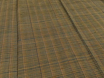 平和屋着物▽上質な紬 単衣 格子柄 正絹 逸品 CAAR6224kb