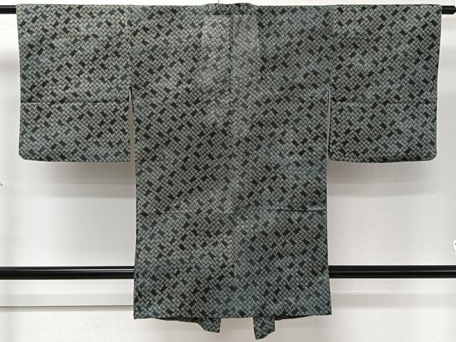 平和屋着物▽道行コート スリーシーズン 春夏秋 塵除け 絽 縮緬 幾何学文様 三越扱い 正絹 逸品 CAAR6231kb