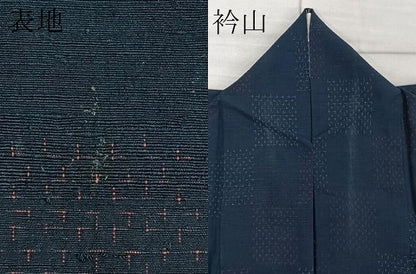 平和屋着物▽上質な紬 単衣 市松文様 正絹 逸品 CAAR6233kb