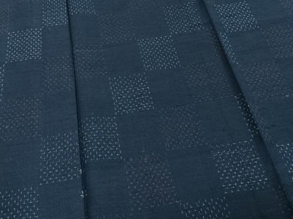 平和屋着物▽上質な紬 単衣 市松文様 正絹 逸品 CAAR6233kb
