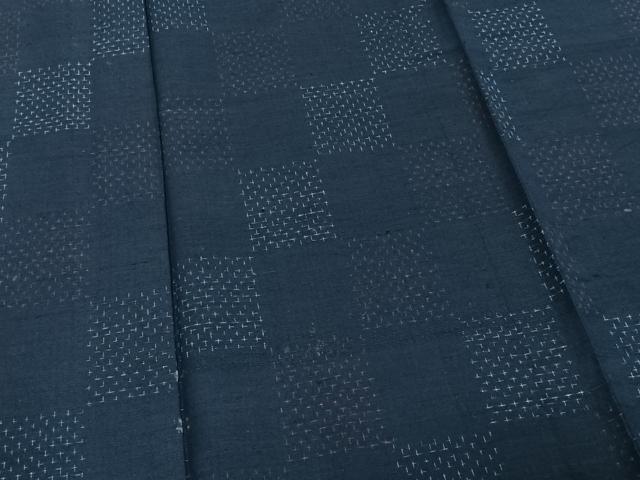 平和屋着物▽上質な紬 単衣 市松文様 正絹 逸品 CAAR6233kb