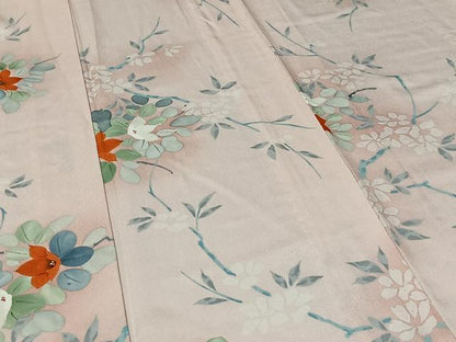 平和屋着物▽上質な小紋 単衣 手描き 枝花文 正絹 逸品 CAAR6236kb