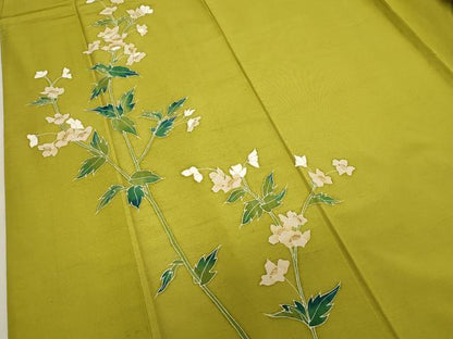 平和屋着物●訪問着 紬地 枝花文 金彩 正絹 逸品 CAAR6471ze