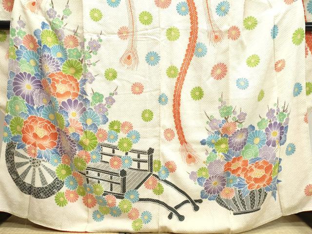 平和屋着物●名門 藤娘きぬたや・総絞り 振袖 花車文 正絹 逸品 CAAR6478ze