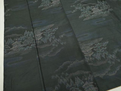 平和屋着物●本場大島紬 泥染め エ霞風景文 正絹 逸品 CAAR6495ze