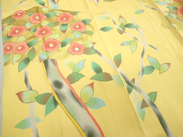 平和屋着物●訪問着 駒刺繍 椿 飛鳥文 金彩 正絹 逸品 CAAR6498ze