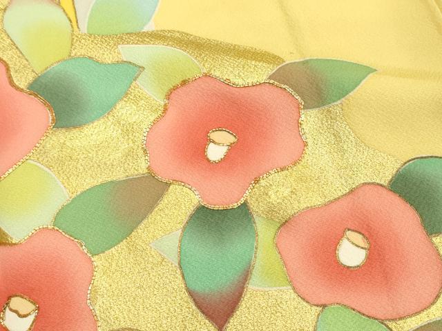 平和屋着物●訪問着 駒刺繍 椿 飛鳥文 金彩 正絹 逸品 CAAR6498ze