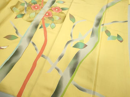 平和屋着物●訪問着 駒刺繍 椿 飛鳥文 金彩 正絹 逸品 CAAR6498ze