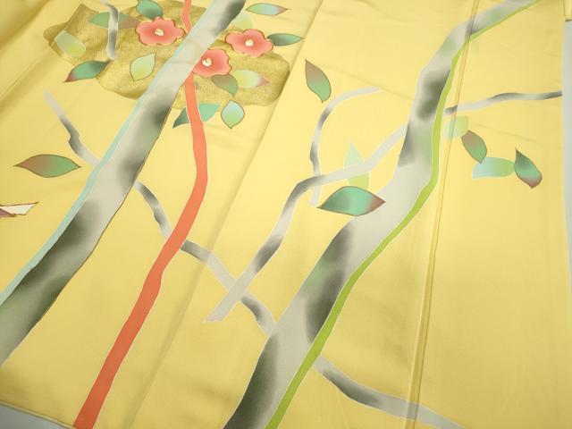 平和屋着物●訪問着 駒刺繍 椿 飛鳥文 金彩 正絹 逸品 CAAR6498ze