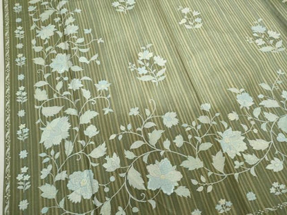 平和屋着物●訪問着　本場大島紬　刺繍　更紗花唐草文　暈し染め　正絹　逸品　CAAR6501ze