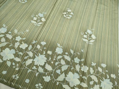 平和屋着物●訪問着　本場大島紬　刺繍　更紗花唐草文　暈し染め　正絹　逸品　CAAR6501ze