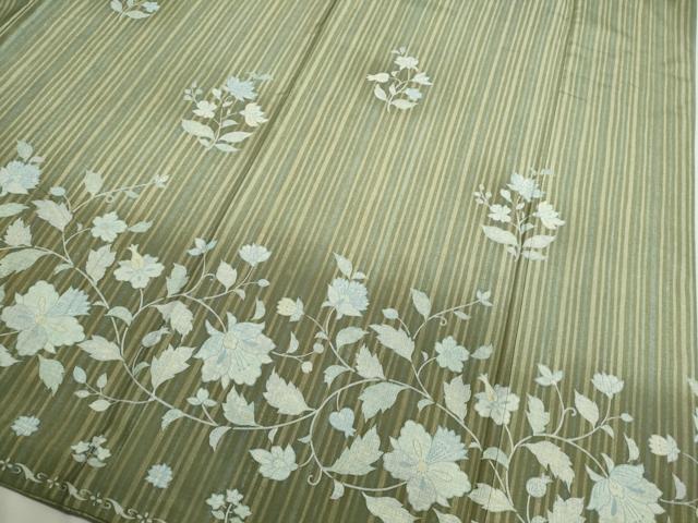 平和屋着物●訪問着　本場大島紬　刺繍　更紗花唐草文　暈し染め　正絹　逸品　CAAR6501ze
